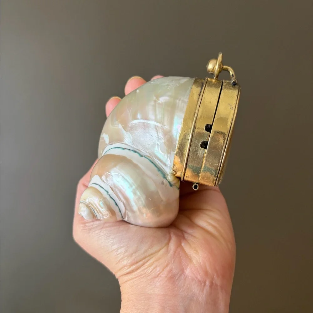Gold and Cream Shell Clutch